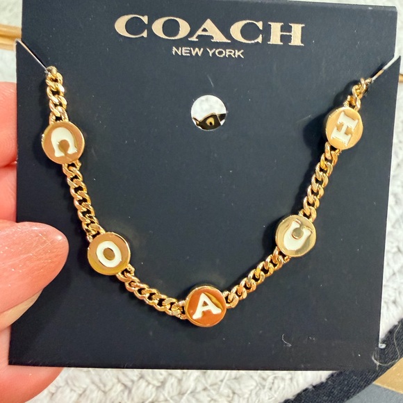 Coach Jewelry - COACH Gold-Tone Chain Necklace with Enamel lettering. NWT